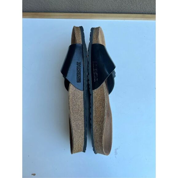 Birkenstock Shiny Black Leather Slip On Sandals Slides Womens Size 40 (US 9) - Picture 7 of 7